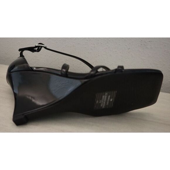 Nine West Women's Sz 5M Black Rolga 3 Strappy Wedge Heels - Picture 5 of 11